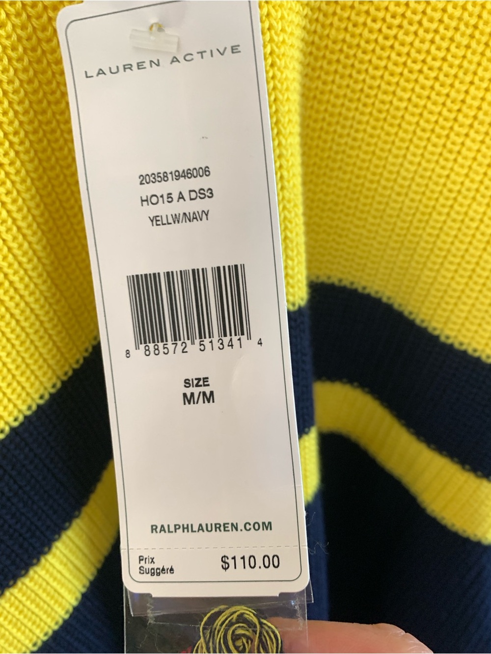 Ralph Lauren Yellow and Navy Half-Zip Cowl Sweater - Picture 2 of 4